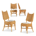 Set de 4 Sillas de Comedor French Riviera - Mid-Century en Ratán y Tapicería Premium