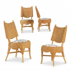 Set de 4 Sillas de Comedor French Riviera - Mid-Century en Ratán y Tapicería Premium