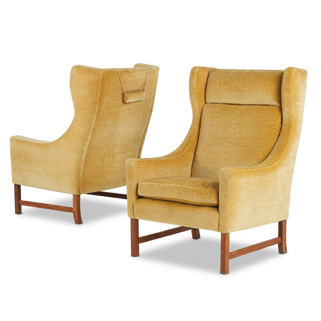 Pareja de Sillones Mid-Century en Terciopelo Mostaza