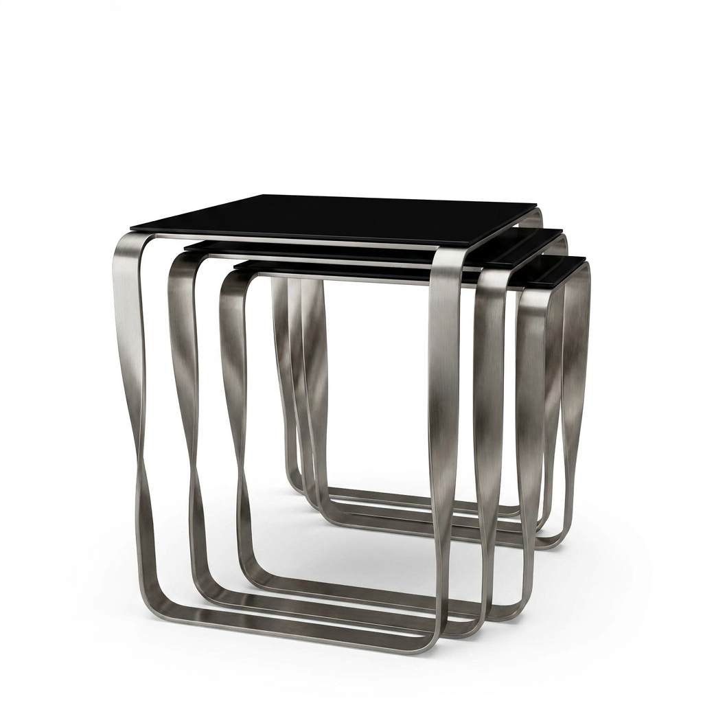 Mesa Auxiliar Nest - Diseño Contemporáneo en Metal y Cristal