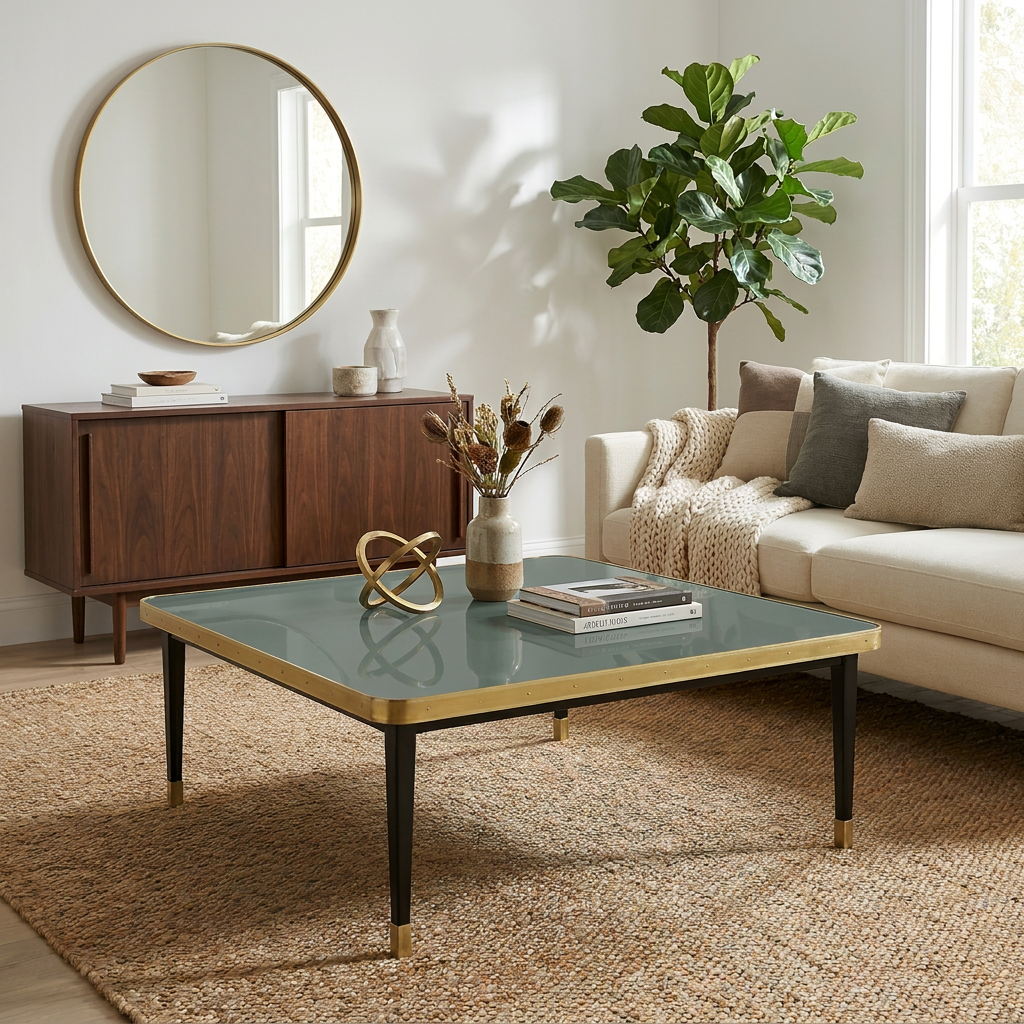 Mesa Baja Antique Boutique - Mid-Century con Detalles en Latón