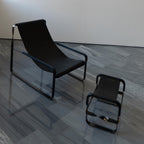 Chaise Longue Wanderlust de cuero y metal hecha a mano