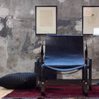 Chaise Longue Wanderlust de cuero y metal hecha a mano