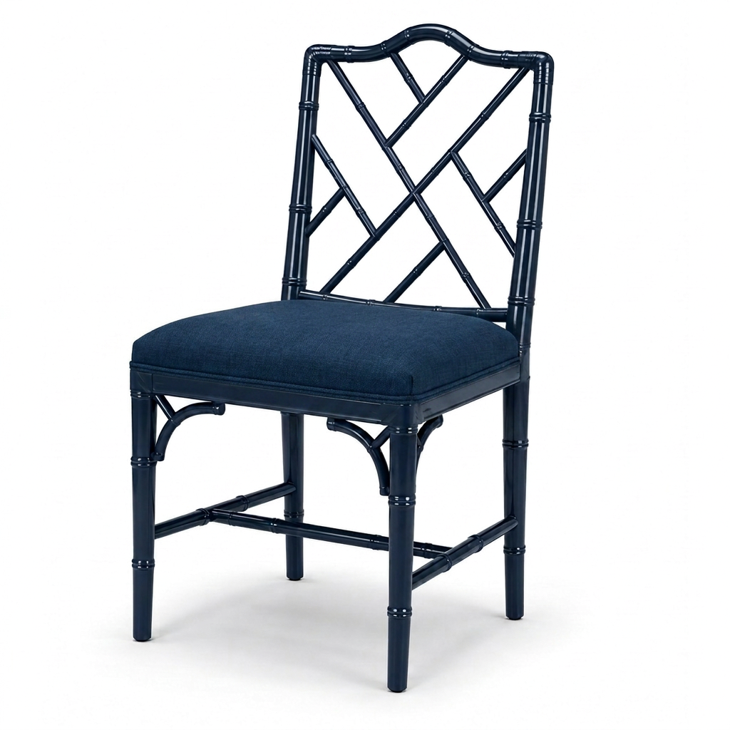 Silla Chinese Chippendale Faux Bamboo - cojín integrado