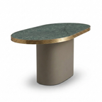 Antique Oval or Rectangular Mid-Century Stone Table with Central Base