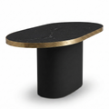 Antique Oval or Rectangular Mid-Century Stone Table with Central Base