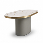 Antique Oval or Rectangular Mid-Century Stone Table with Central Base