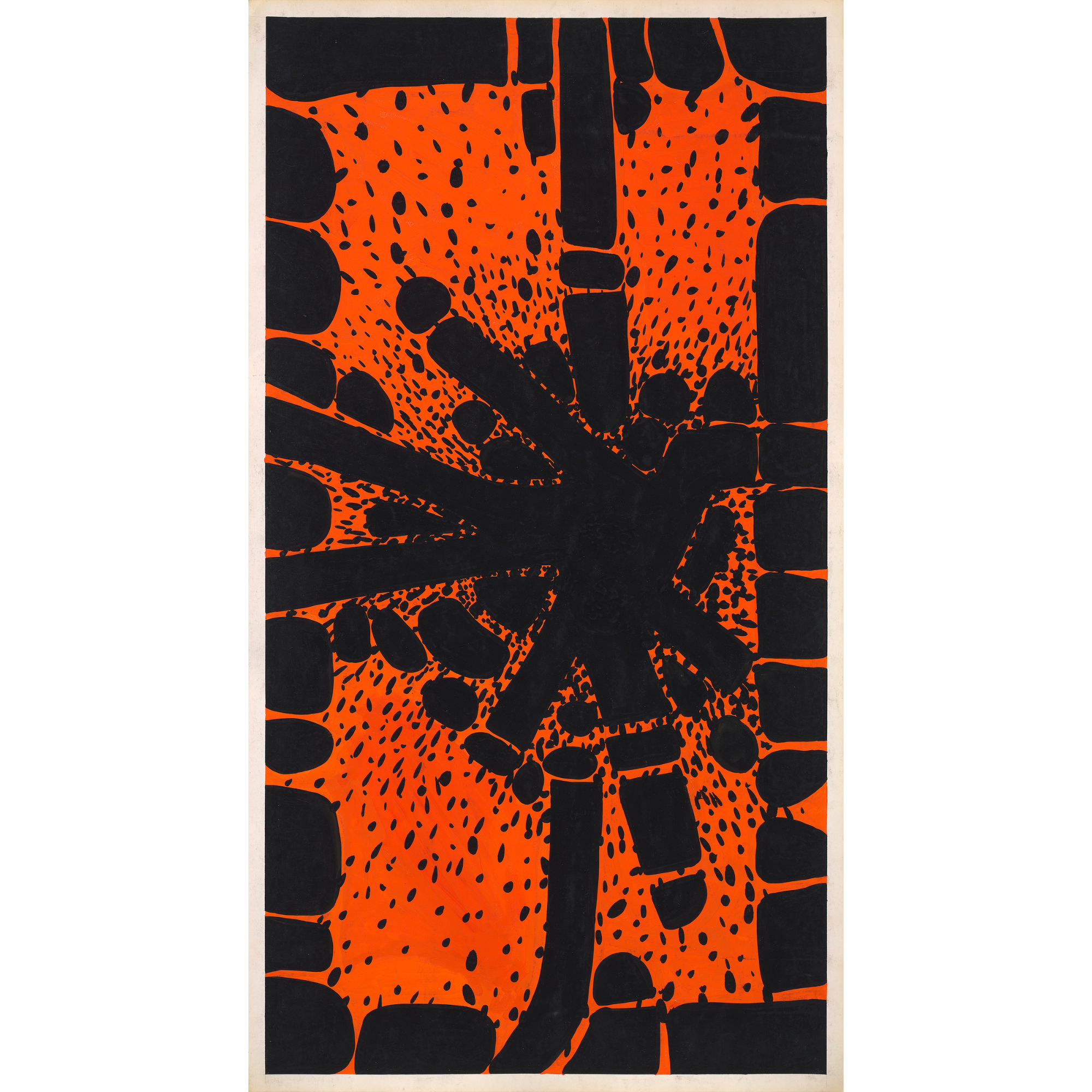 Diseño Textil Original Años 70 - Gouache abstracto "Composición 10"