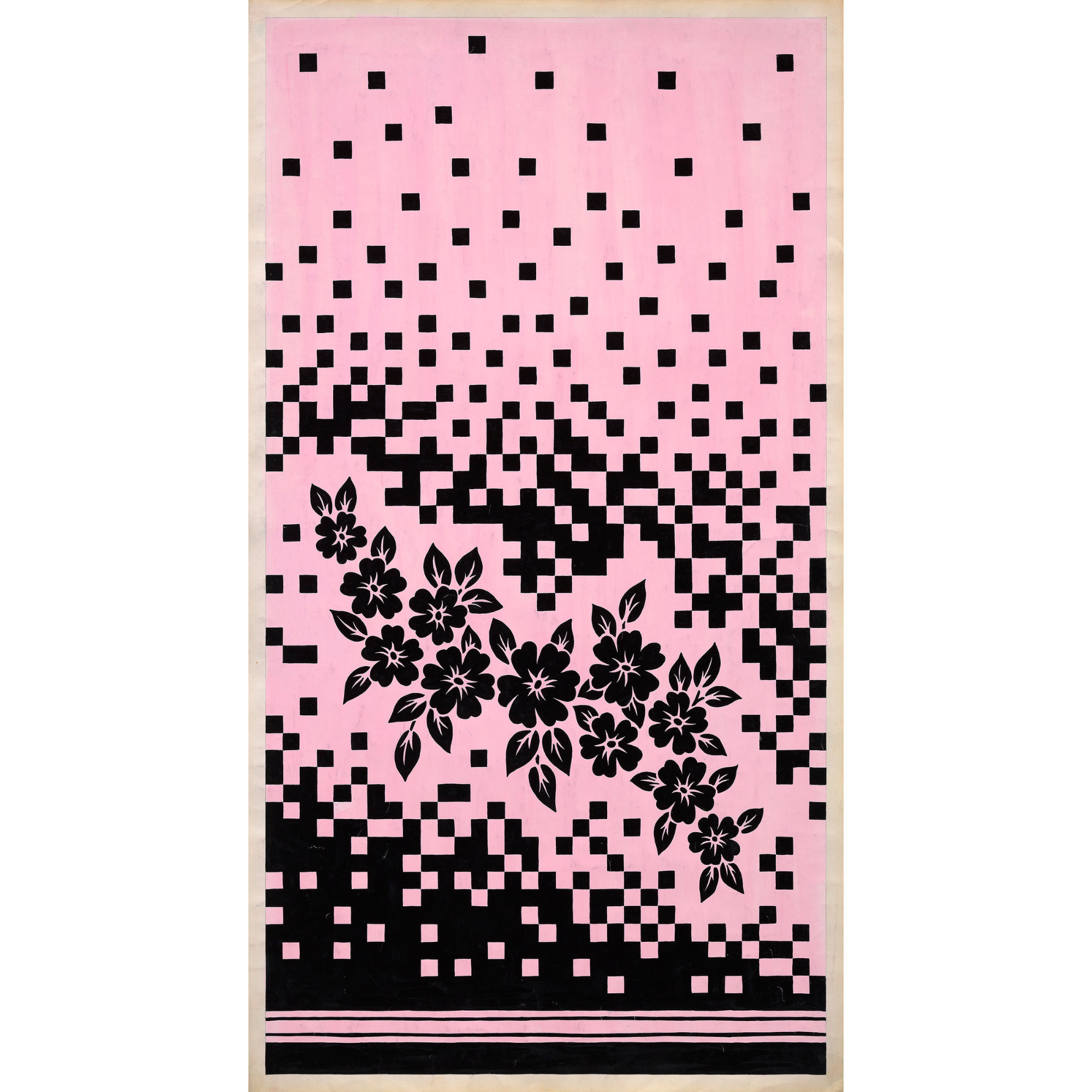 Diseño Textil Original Años 70 - Gouache Abstracto "Composición 3"