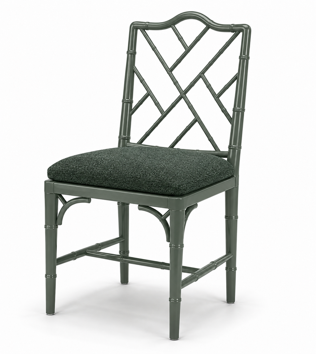 Silla Chinese Chippendale Faux Bamboo - cojín integrado