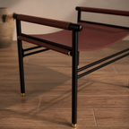 Repose Footstool - Handcrafted with cowhide leather & powder-coated steel