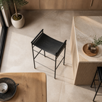 Repose Bar Stool - Handcrafted with cowhide leather and brass accents