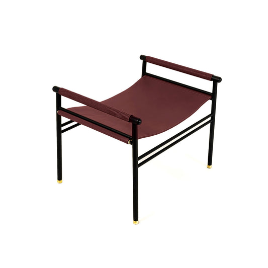 Repose Footstool - Handcrafted with cowhide leather & powder-coated steel