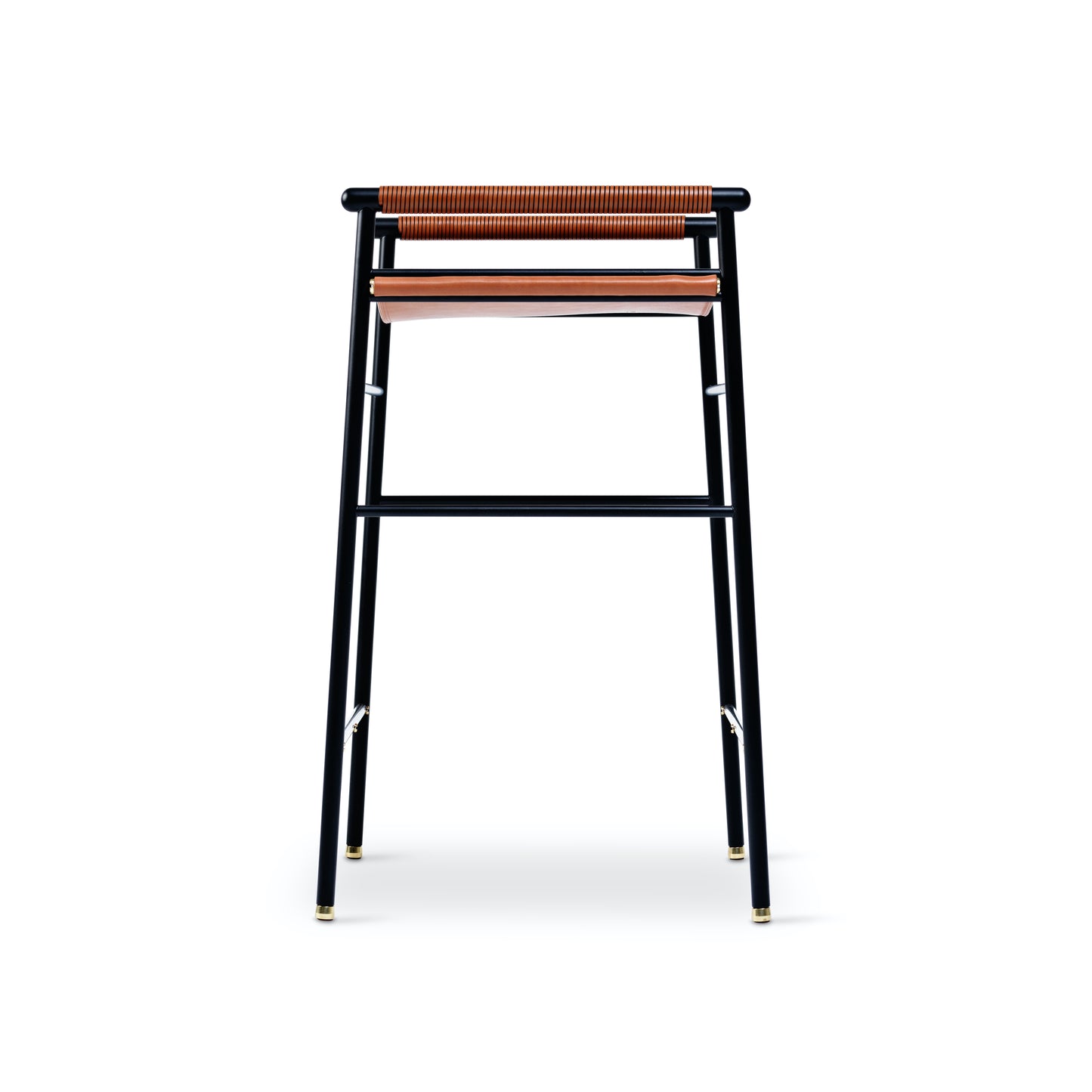 Repose Bar Stool - Handcrafted with cowhide leather and brass accents