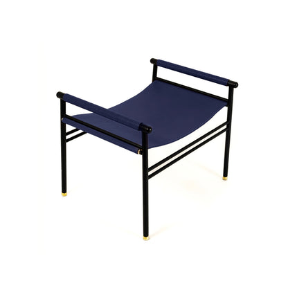 Repose Footstool - Handcrafted with cowhide leather & powder-coated steel