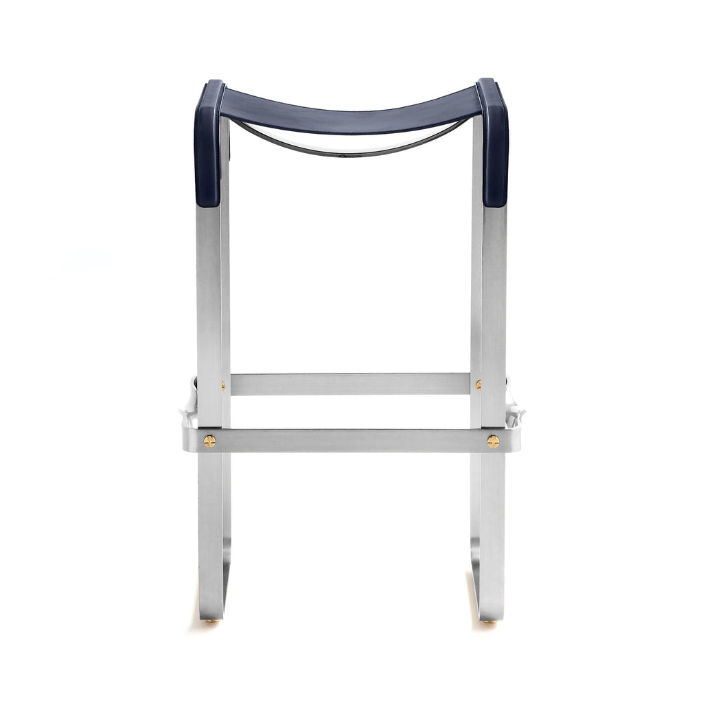 Taburete de bar Wanderlust - Hecho a mano en cuero y acero, personalizable