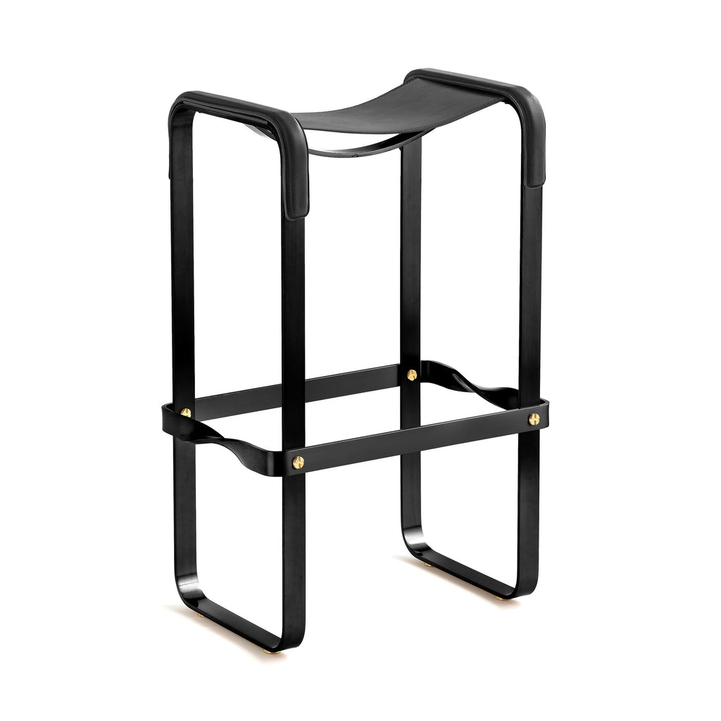 Taburete de bar Wanderlust - Hecho a mano en cuero y acero, personalizable