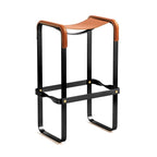 Taburete de bar Wanderlust - Hecho a mano en cuero y acero, personalizable