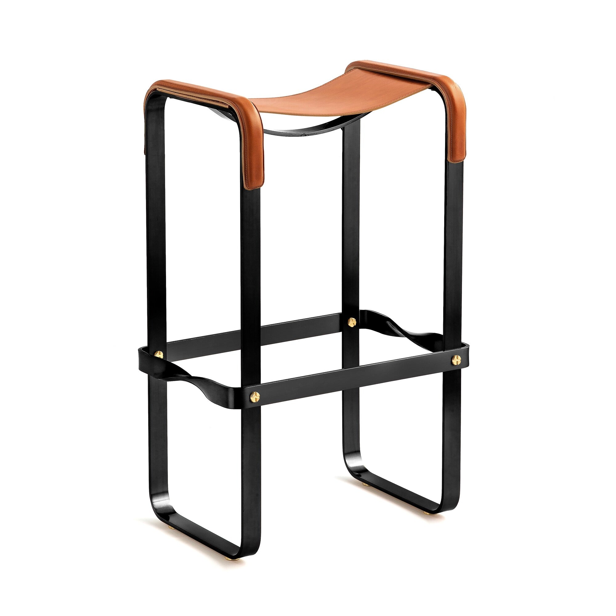 Taburete de bar Wanderlust - Hecho a mano en cuero y acero, personalizable
