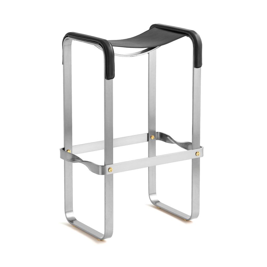 Taburete de bar Wanderlust - Hecho a mano en cuero y acero, personalizable