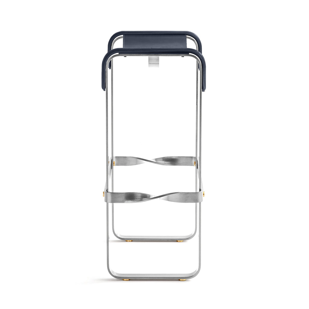 Taburete de bar Wanderlust - Hecho a mano en cuero y acero, personalizable