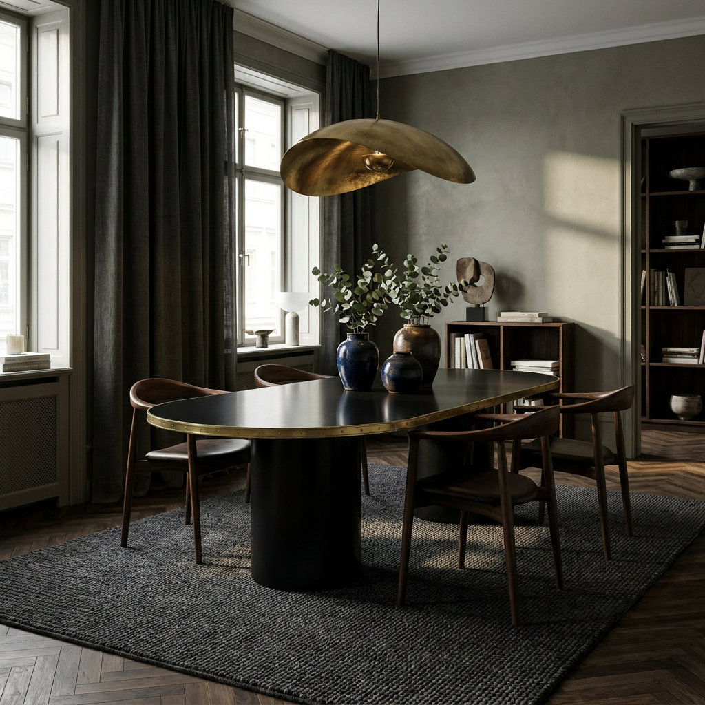Mesa Antique Boutique de comedor - Mid Century con doble pedestal