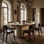 Antique Oval or Rectangular Mid-Century Stone Table with Central Base