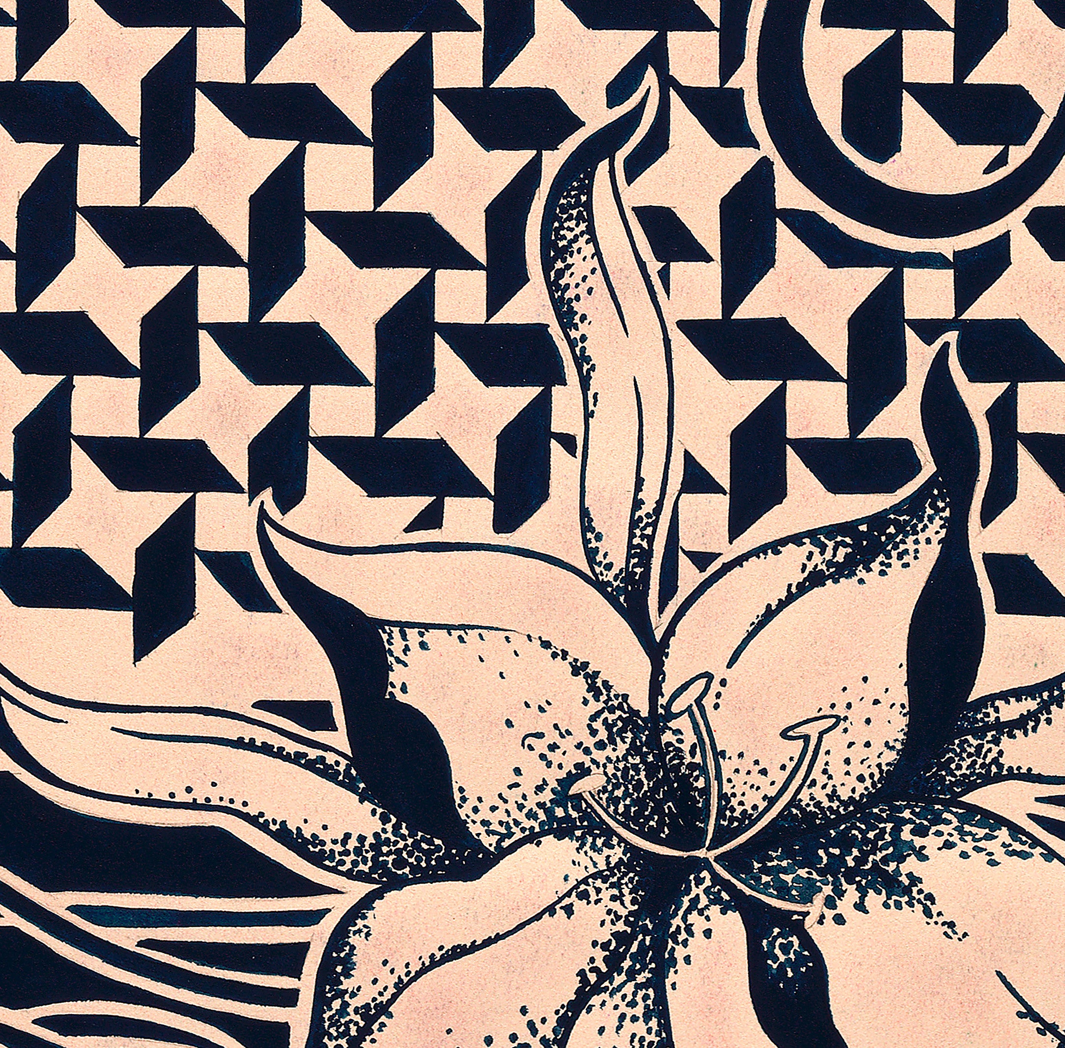 Diseño Textil Original Años 70 - Gouache Abstracto 2Composición 9"