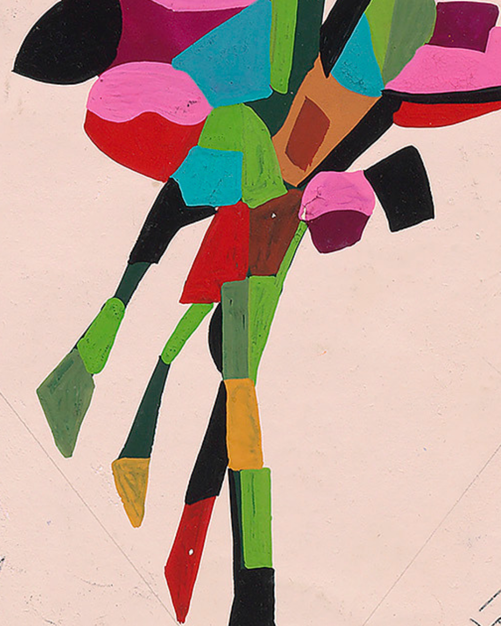Diseño Textil Original Años 70 - Gouache Abstracto "Composición 16"