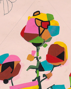 Diseño Textil Original Años 70 - Gouache Abstracto "Composición 16"