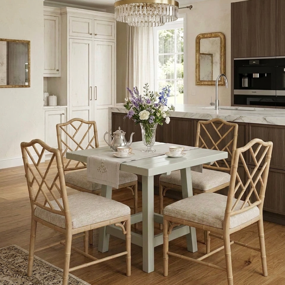 Silla Chinese Chippendale Faux Bamboo - cojín integrado