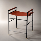 Repose Counter Stool - Handcrafted with leather and powder-coated steel 
