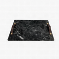 Marquina Marble Barneys Tray with Leather and Brass Accents