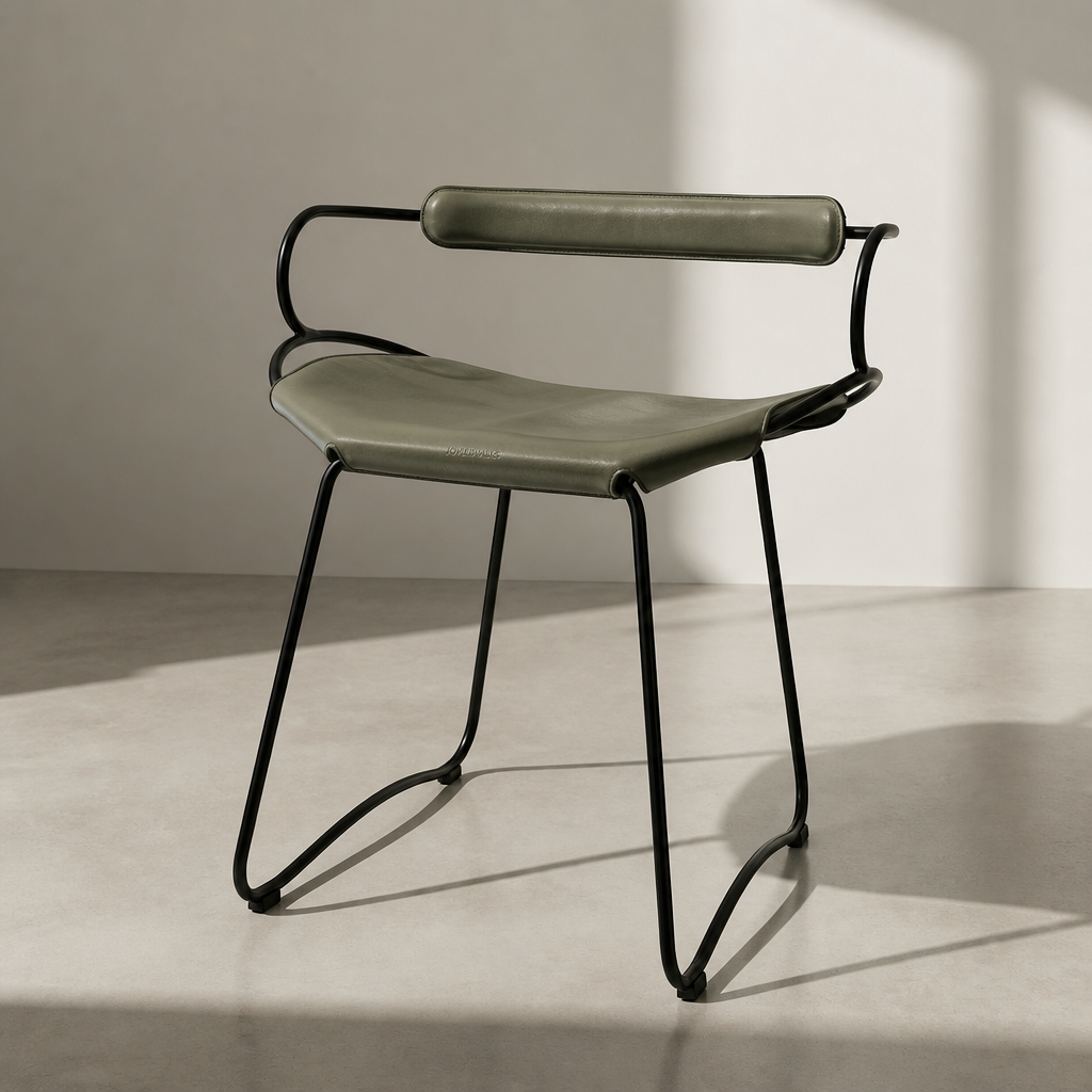 Silla Hug - Personalizable y hecha a mano en piel de vaca y acero