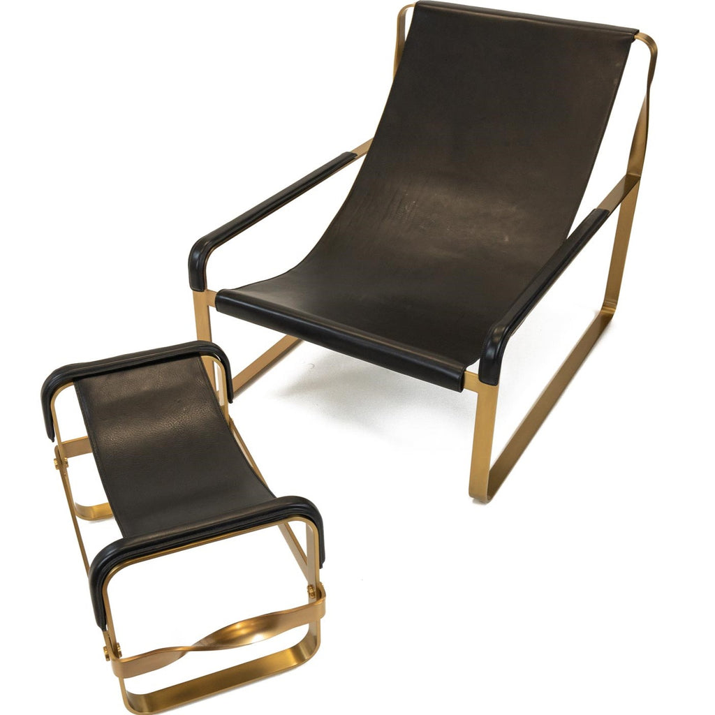 Chaise Longue Wanderlust de cuero y metal hecha a mano