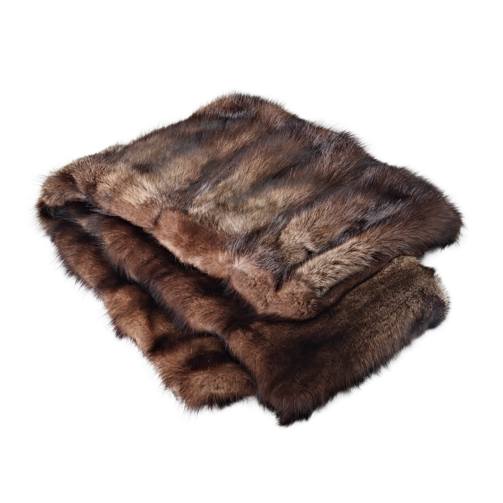 Natural mink fur blanket, handmade in Spain