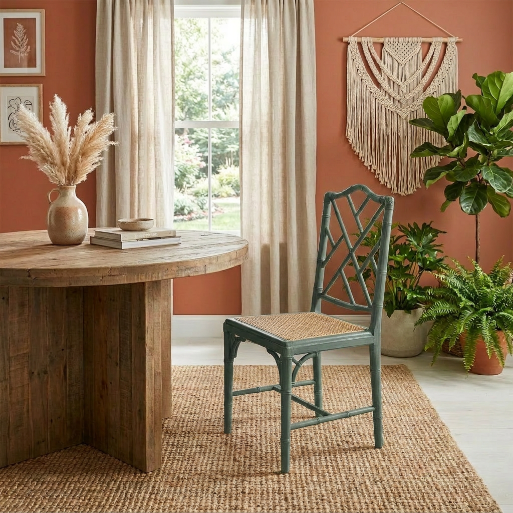 Silla Chinese Chippendale Faux Bamboo - acabado de ratán