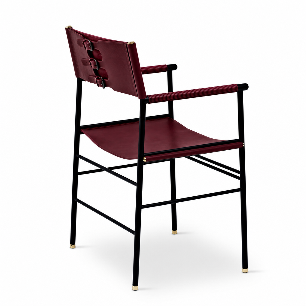 Repose Chair - Handmade in Cowhide Leather with Brass Accents, Fully Customizable