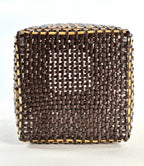 Cesta Chinese Tibor en Cuero y Caña - Dark Brown & Off White