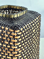 Cesta Chinese Tibor en Cuero y Caña - Dark Brown & Off White