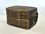 Cesta Chinese Tibor en Cuero y Caña - Dark Brown & Off White