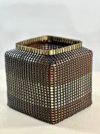 Cesta Chinese Tibor en Cuero y Caña - Black, Tan & Ivory