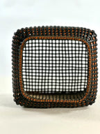 Cesta Chinese Tibor en Cuero y Caña - Black, Tan & Ivory