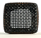 Cesta Chinese Tibor en Cuero y Caña - Black, Tan & Ivory