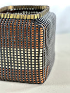 Cesta Chinese Tibor en Cuero y Caña - Black, Tan & Ivory