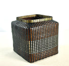 Cesta Chinese Tibor en Cuero y Caña - Black, Tan & Ivory